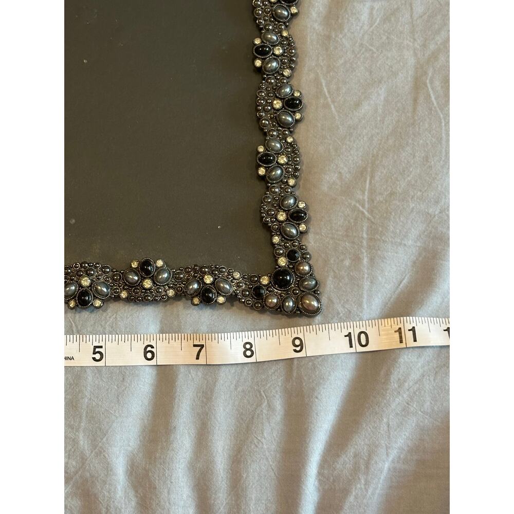 Jeweled 8x10 Photo Frame Whimsygoth Gothic Black Pearl Rhinestone Vanity Frame - Picture 3 of 5